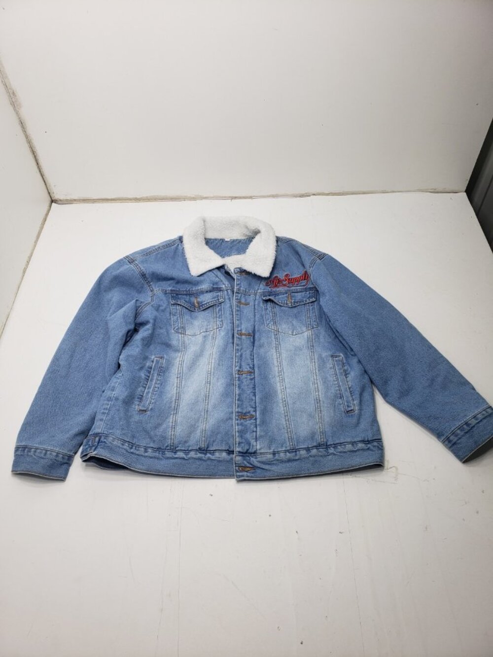 Air Supply Jean Jacket Fleece Lined Light Wash Size Smal 50th Tour 1975